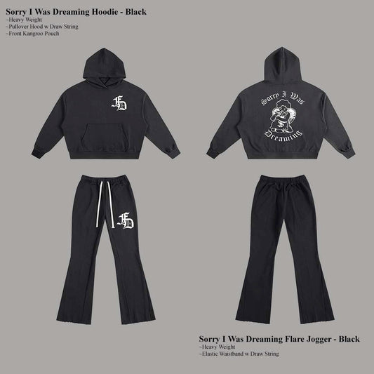 Sorry I was Dreaming Hoodie and Jogger Set - Black